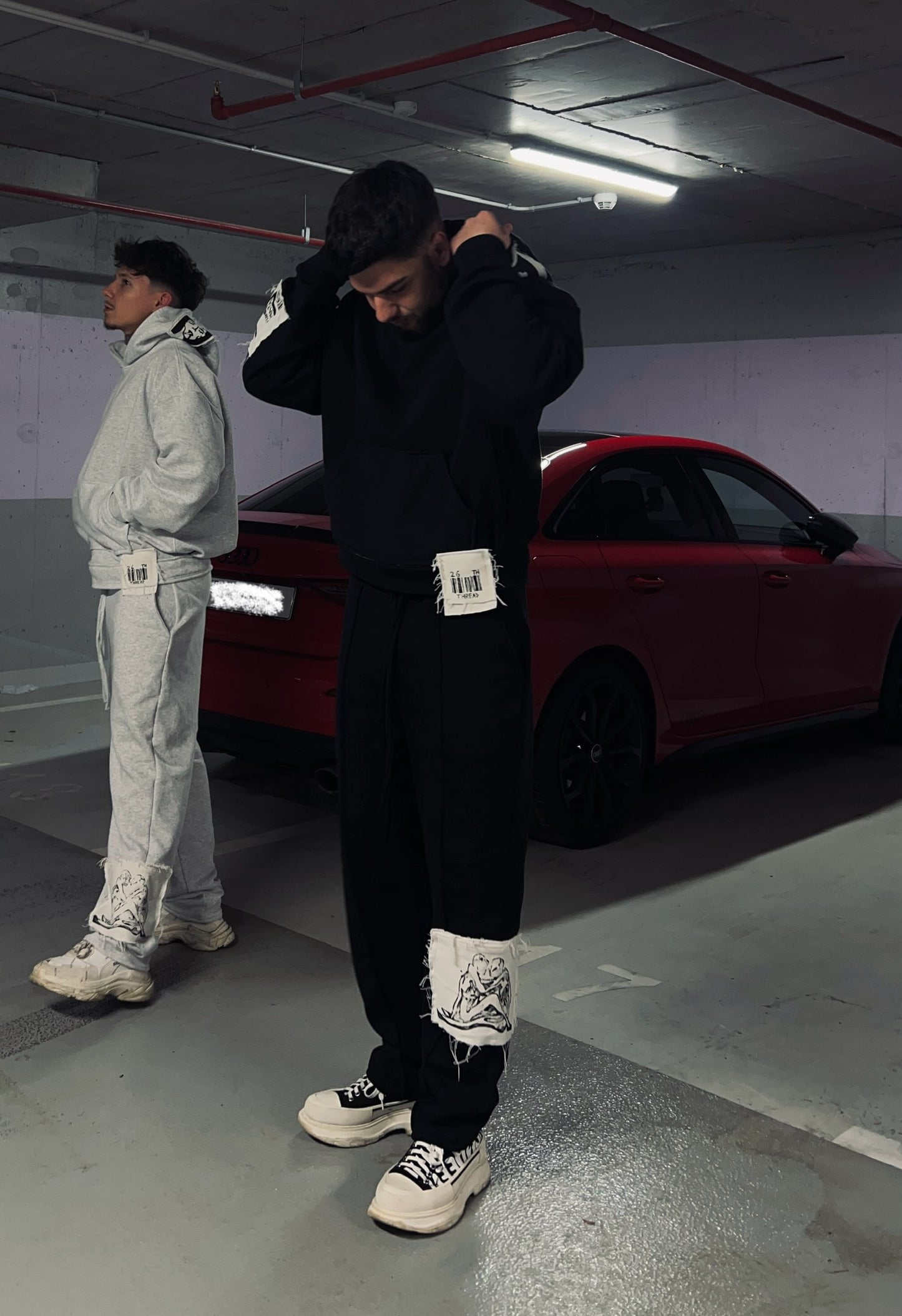 Trening oversized Patched // negru