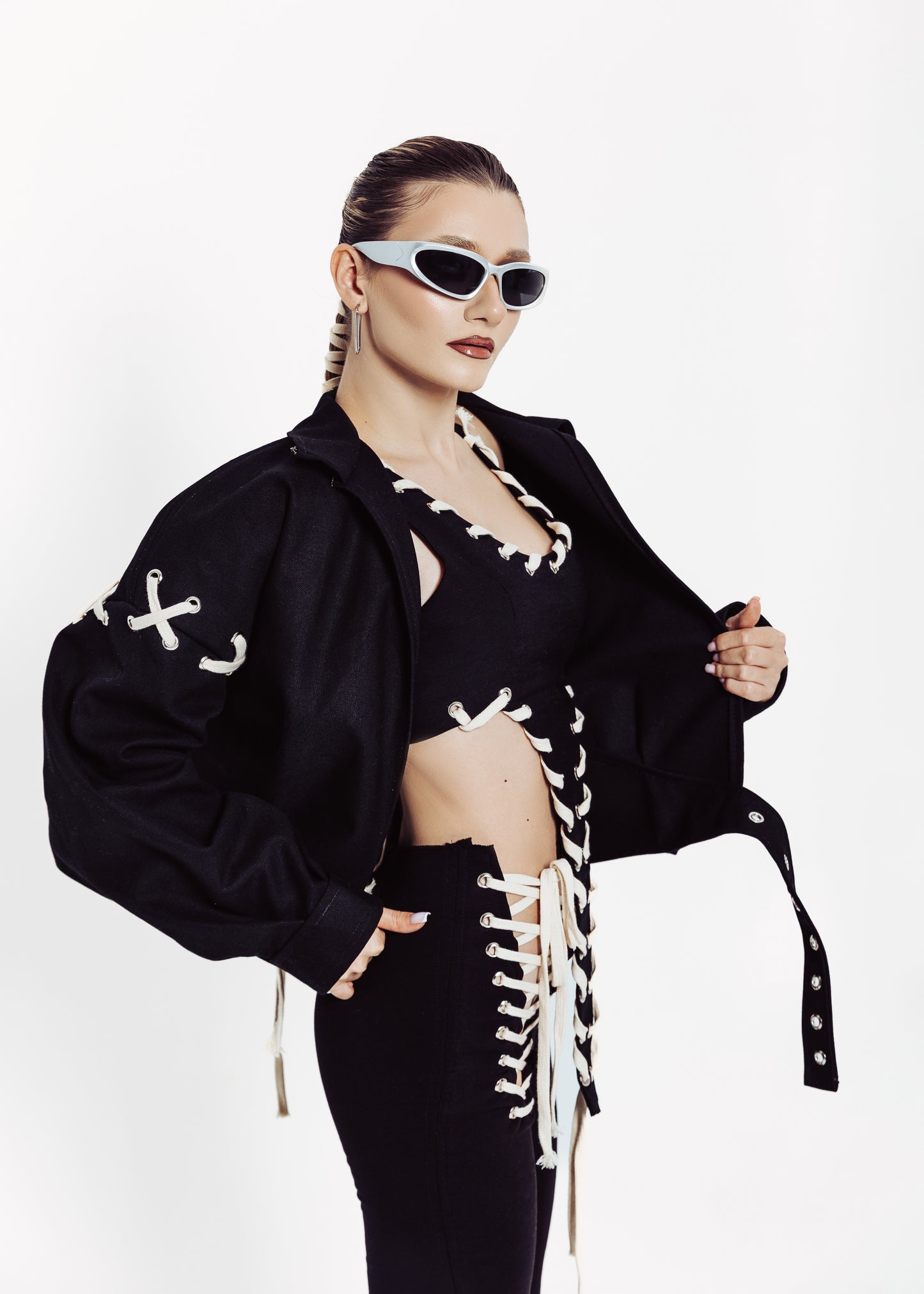 Geacă Denim Nijy - alb//negru