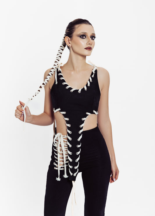 Corset Kia - alb//negru