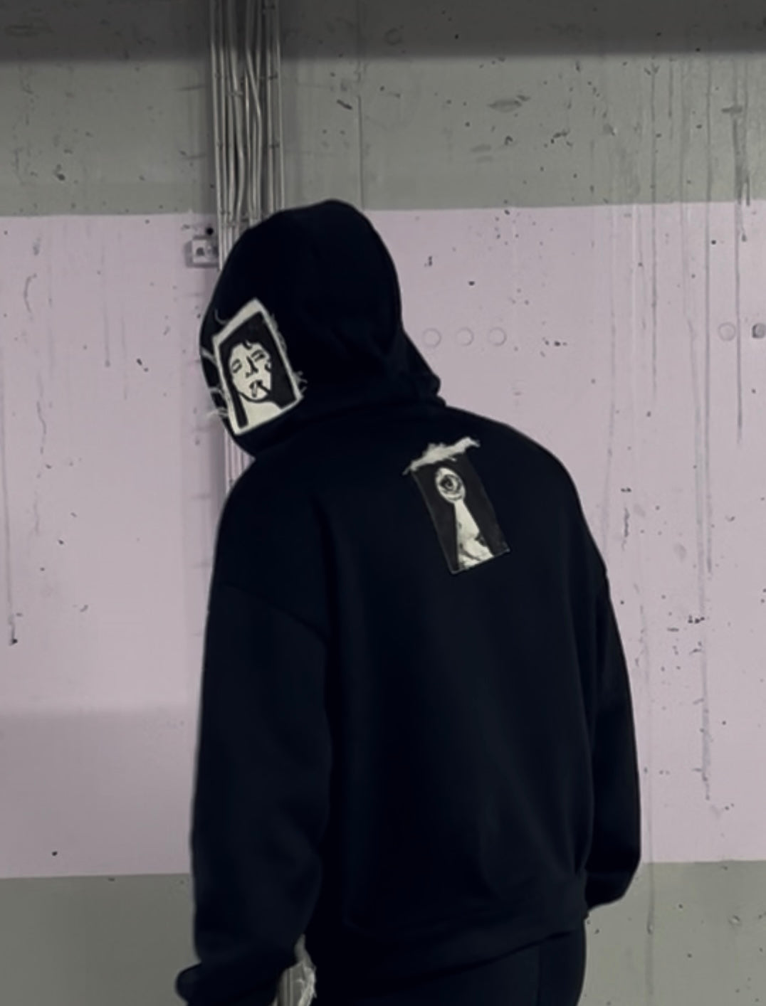 Hanorac oversized Patched // negru