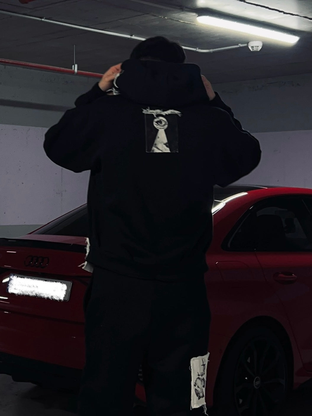 Hanorac oversized Patched // negru